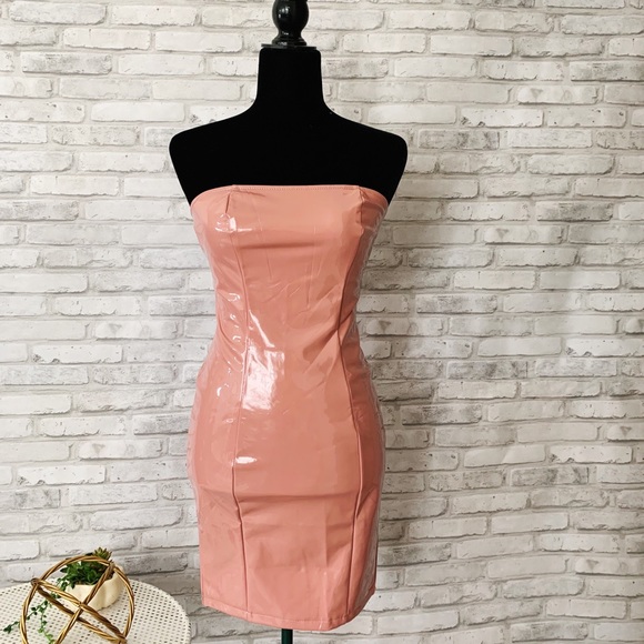 Small mauve pink liquid vinyl PU latex dress - Picture 2 of 8